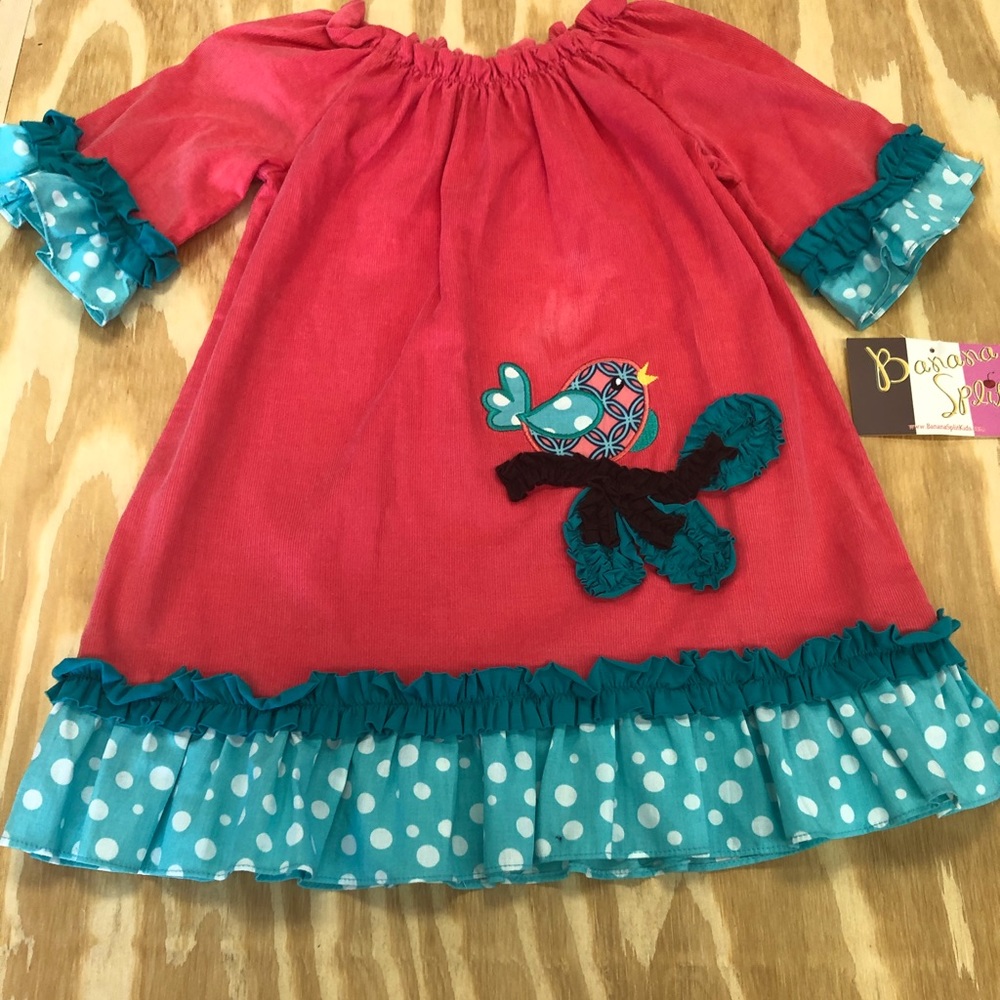 Girls 18 Month Banana Split Fuchsia Corduroy Dress